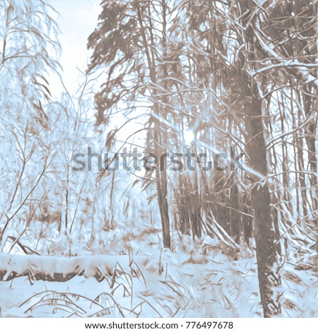 Forest in winter. Tinted photo