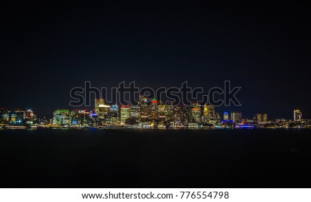 Large Panoramic of Downtown Boston at Night