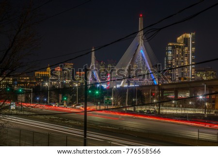 High View Point of Hill Memorial Bridge in Downtown Boston