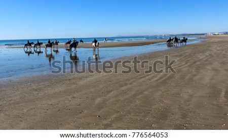 horse riding on beach, Monte gordo in portugal