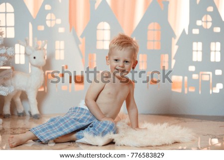 Happy Little Boy With Blonde Hair At Home Images And Stock Photos