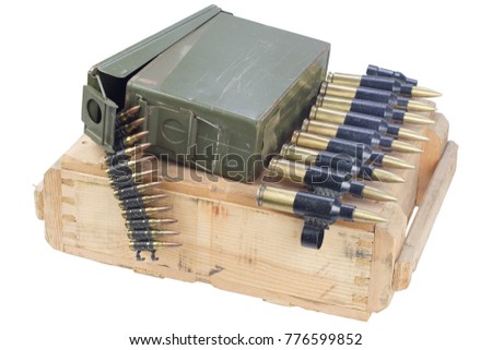 army box of ammunition isolated on white background
