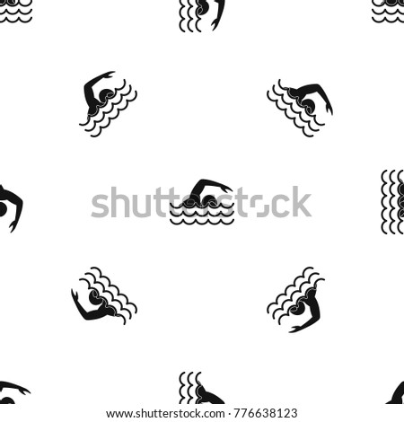 Swimmer pattern repeat seamless in black color for any design. Vector geometric illustration