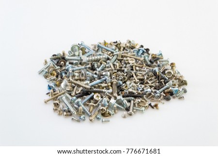 tapping screws made od steel, metal screw, iron screw, chrome screw, screws as a background, wood screw