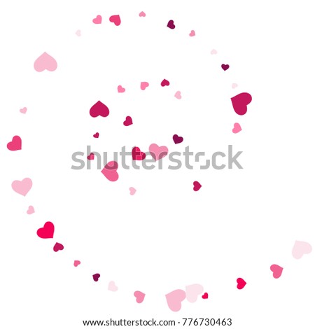 Heart confetti beautifully chaotic fall on the background. Template for posters, posters, postcards, invitations. Valentine's Day. Vector illustration