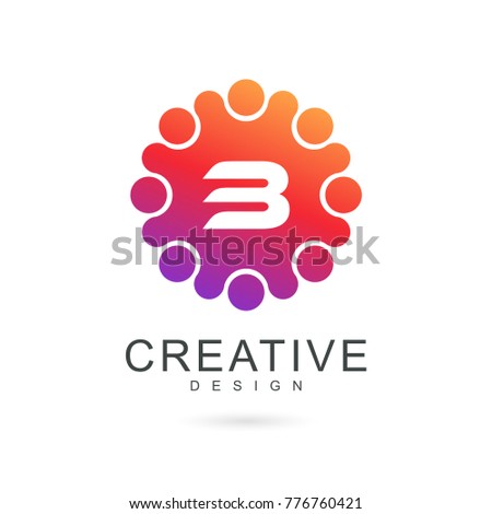 Letter B dots logo. Smooth color gradient logo icon with dots. Creative dots logo. Technology logo design.