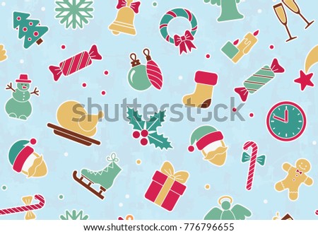 Seamless background with symbols of Christmas and new year