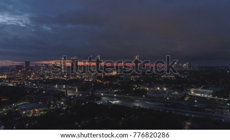 Atlanta Sunset of Downtown Atlanta,  Aerial Footage
