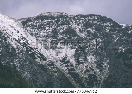 western carpathian mountain tops in winter covered in snow on a sunny day. slovakia - vintage retro look