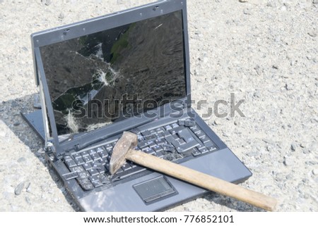 A broken old laptop keyboard - notebook crash