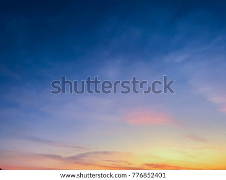 Blue Sky morning landscape nature outdoor  with cloud color pink, yellow