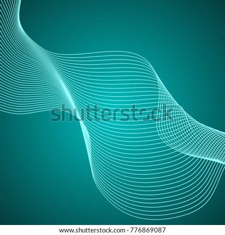 Abstract vector on blue background with wavy lines