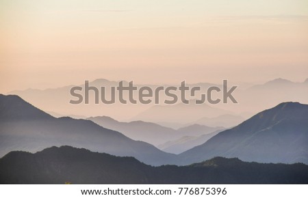 Sunrise mountains china Royalty-Free Stock Photo #776875396
