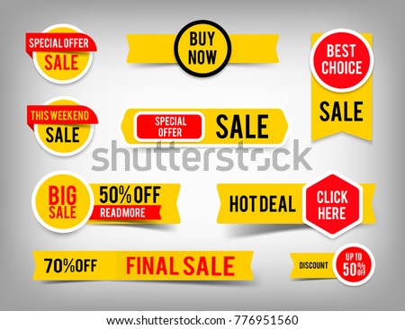 Special offer tag collection, set of banner elements for website and advertising. Discount label design, sale web coupons. Vector promotion badge icons. Price sticker EPS10. Royalty-Free Stock Photo #776951560