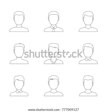 Set of outline icons of men, vector illustration