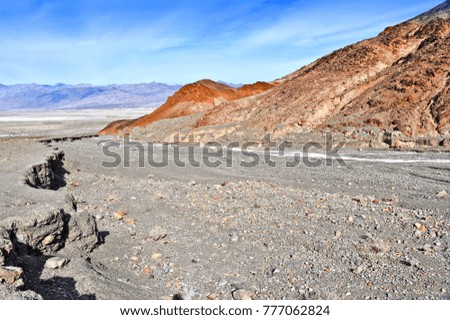 Dry salty creek in desert.