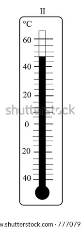 Thermometer icon. Celsius scale Vector illustration. 48 degrees Celsius