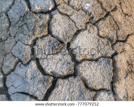 Global warming drought, arid soils separated from thirst Rainless dry, cracking soil, cracked