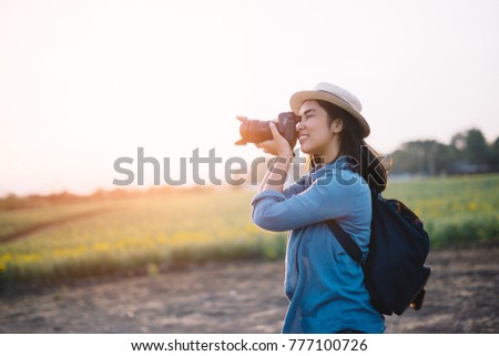 Youth Culture Travel Holiday Take Photo Relaxation Concept