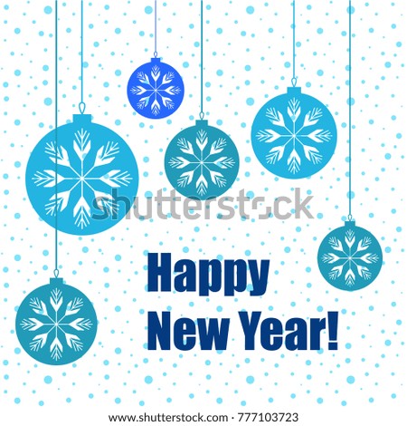 New Year vector greeting card, holiday background, Christmas balls, snowflakes, Christmas, abstract background