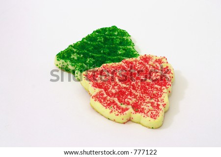 Pair of Christmas Cookies shaped like Christmas Trees