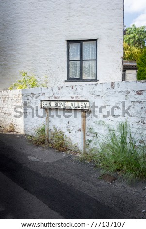 Shin bone Alley street sign, Wotton-under-Edge, Gloucestershire, UK