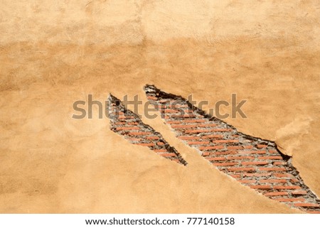 Old Vintage Red Brick Wall With orange wallpaper texture background