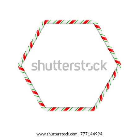 Candy cane hexagon for christmas design isolated on white background
