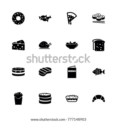 Food icons. Flat Simple Icon - Black Illustration on White Background.