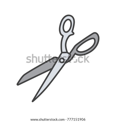 Fabric scissors color icon. Shears. Isolated vector illustration