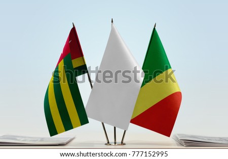 Flags of Togo and Republic of the Congo with a white flag in the middle