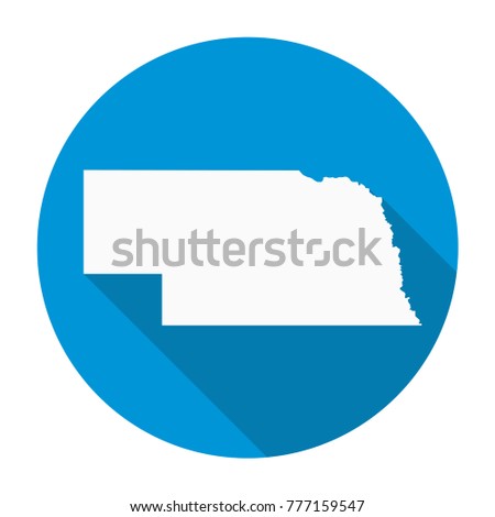 Nebraska state map flat icon with long shadow EPS 10 vector illustration.