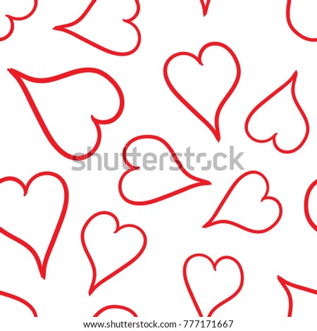 Hand drawn heart icon seamless pattern background. Business flat vector illustration. Love Valentine's Day sign symbol pattern.
