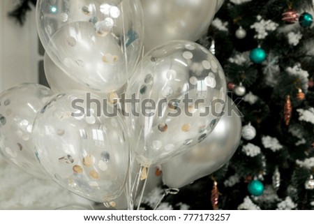 bunch of balls. transparent balloons with confetti. balls gray. balloons. Christmas balloons
