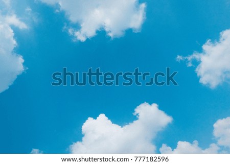 Blue sky, cloud around the picture or frame, White clouds frame template isolated over blue background, Cloud shape frame rendering ready for different design purposes