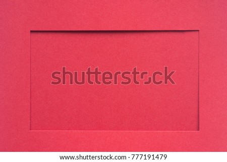 red color empty paper picture frame passepartout