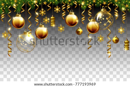 Glass Christmas evening balls on a transparent background.