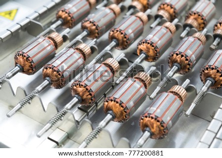 Small motors details is electromagnetic rotors prepared for generators Royalty-Free Stock Photo #777200881