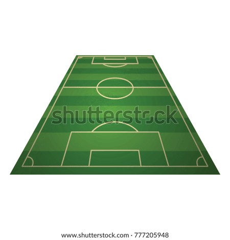 Soccer, european football field, isolated vector illustration. Soccer green field for game, realistic illustration for sport design