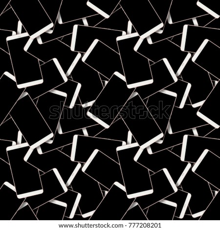 Modern Smartphone set abstract seamless geometrical patterns on a black background.