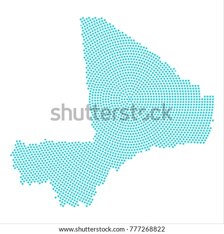 Abstract graphic Mali map of blue round dots. Vector illustration eps10.
