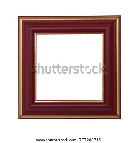Frame mockup. Vintage square photo frame mock up isolated on white backgroud. Old wooden frame.