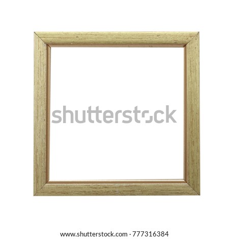 Frame mockup. Vintage square photo frame mockup isolated on white backgroud. Old gold frame.