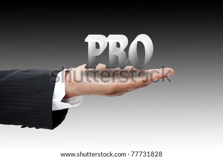 Business hand holding PRO