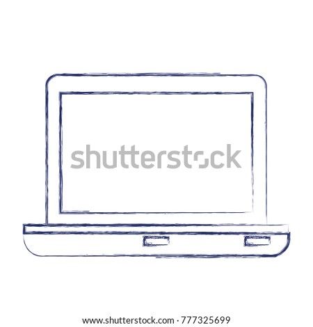 laptop computer front view in dark blue blurred silhouette