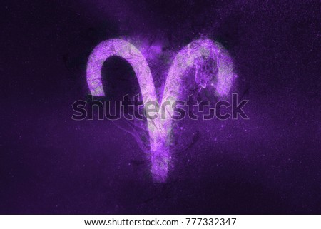 Aries Zodiac Sign. Night sky Abstract background Royalty-Free Stock Photo #777332347