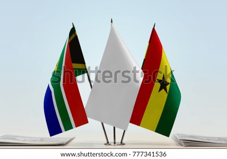 Flags of Republic of South Africa and Ghana with a white flag in the middle