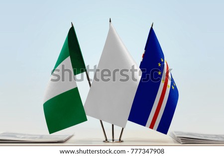 Flags of Nigeria and Cape Verde with a white flag in the middle