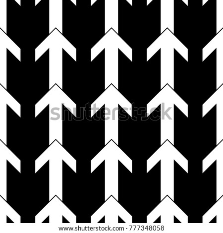 Seamless surface pattern design with black arrows ornament. Repeated figures ornamental background. Ethnic wallpaper. Tribal embroidery motif. Digital paper, page fill, textile print. Vector art.