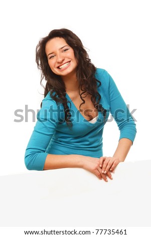A smiling woman with a blank